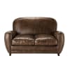 Vintage-Sofa 2-Sitzer aus Leder, braun